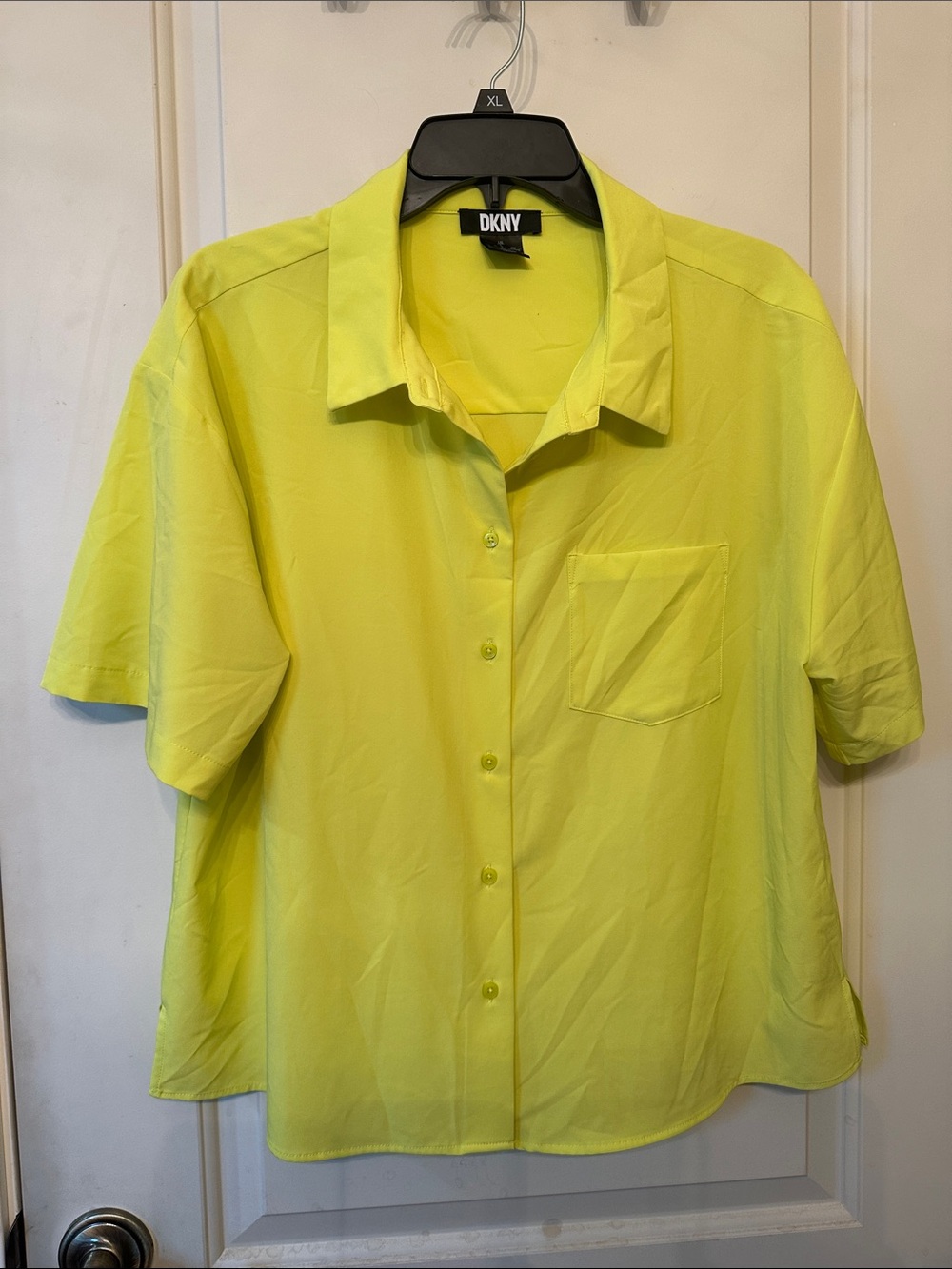 DKNY Short-Sleeve Button-Up Shirt in Neon Yellow